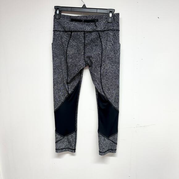 Lululemon Pace Rival Crop 23" Cross Hatch Heather Black Ice Grey / Black Size 4 - Picture 3 of 3